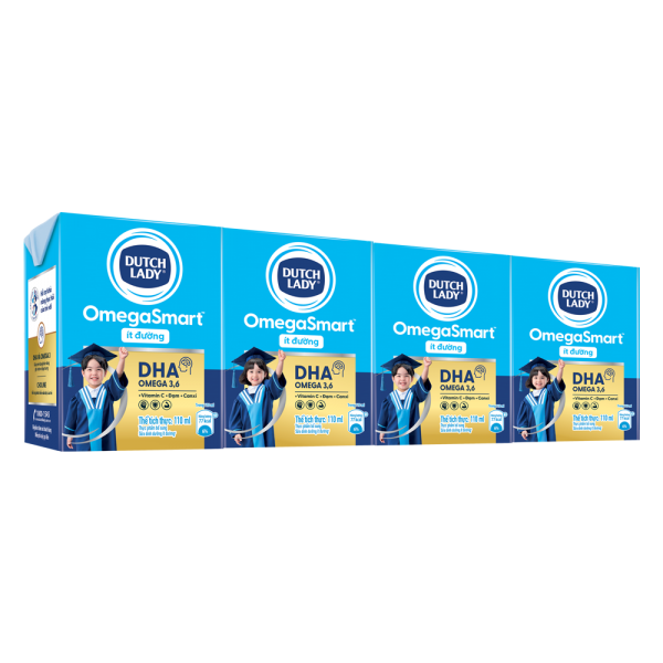 Sữa Dinh Dưỡng Dutch Lady OmegaSmart Ít Đường 110ml (lốc 4 hộp)