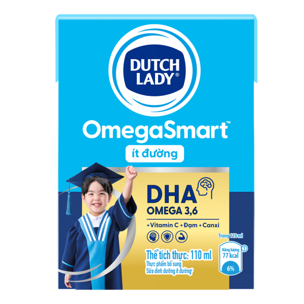 Sữa Dinh Dưỡng Dutch Lady OmegaSmart Ít Đường 110ml (lốc 4 hộp)