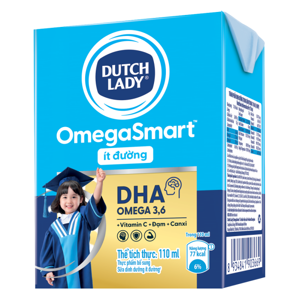 Sữa Dinh Dưỡng Dutch Lady OmegaSmart Ít Đường 110ml (lốc 4 hộp)