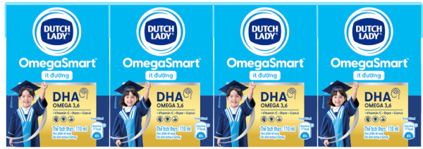 Sữa Dinh Dưỡng Dutch Lady OmegaSmart Ít Đường 110ml (lốc 4 hộp)