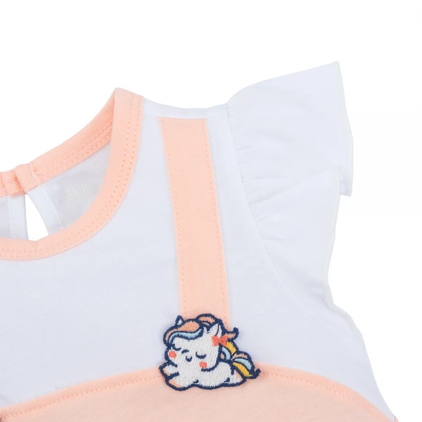 Bodysuit bé gái tam giác Animo VD1025027 (0-9M, Cam - trắng, NN01)