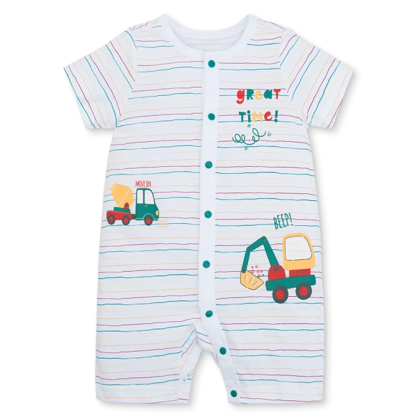 Bodysuit bé trai đùi Animo VD1125026 (0-12M, Trắng sọc ngang, TT10)