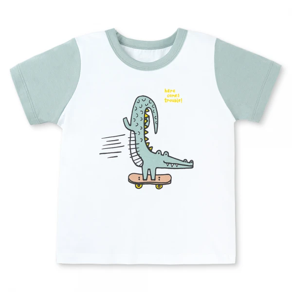 Bộ bé trai ngắn Animo Easy HN0426022 (1-4Y, Trắng-lá)