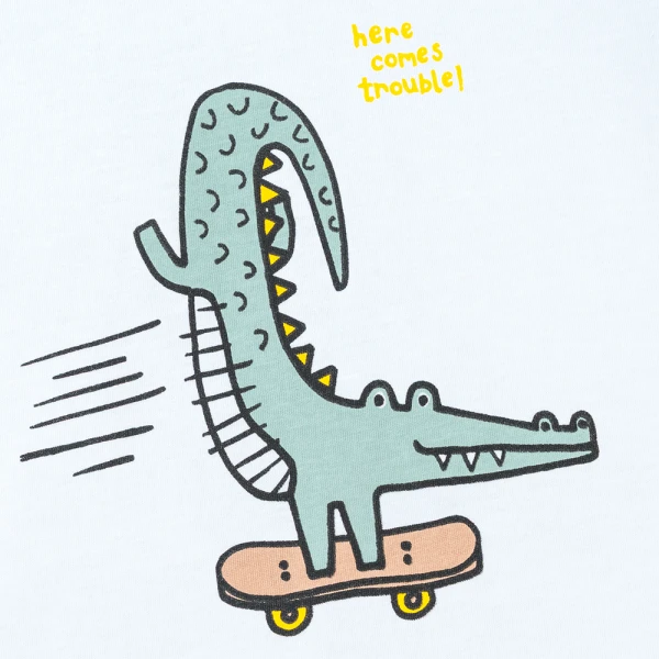 Bộ bé trai ngắn Animo Easy HN0426022 (1-4Y, Trắng-lá)