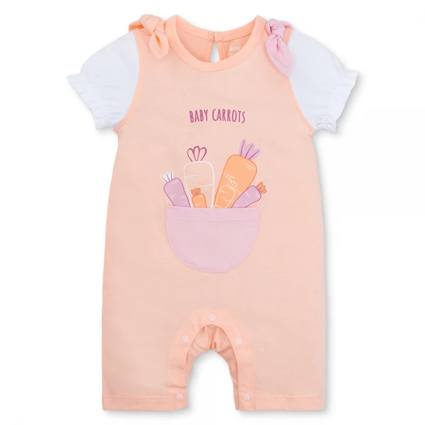 Bodysuit bé gái đùi Animo VD1025025 (0-12M, Cam - trắng, NN02)