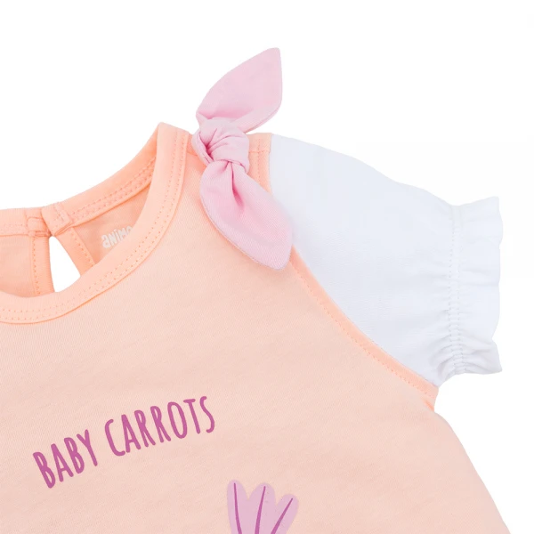 Bodysuit bé gái đùi Animo VD1025025 (0-12M, Cam - trắng, NN02)