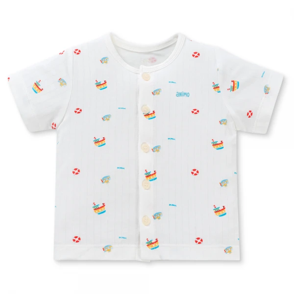 Set 2 bộ kháng khuẩn modal ngắn Animo BMC1125056 (0-24M, Trắng-biển nhạt, NN06)