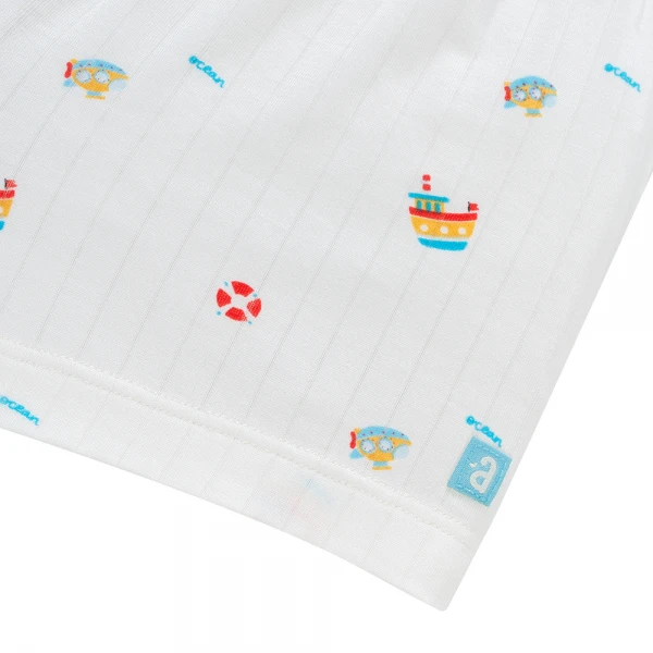 Set 2 bộ kháng khuẩn modal ngắn Animo BMC1125056 (0-24M, Trắng-biển nhạt, NN06)