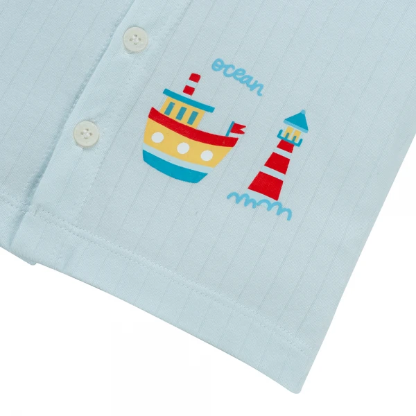 Set 2 bộ kháng khuẩn modal ngắn Animo BMC1125056 (0-24M, Trắng-biển nhạt, NN06)