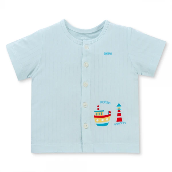 Set 2 bộ kháng khuẩn modal ngắn Animo BMC1125056 (0-24M, Trắng-biển nhạt, NN06)