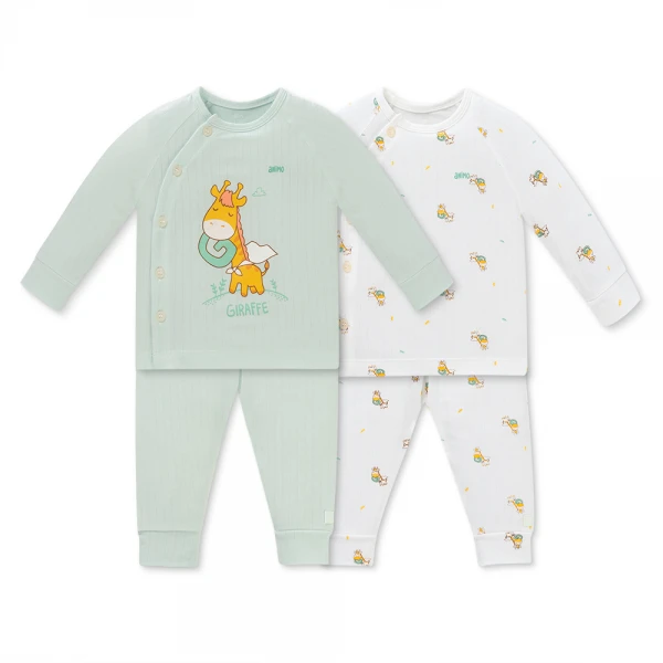 Set 2 bộ kháng khuẩn modal dài Animo BMC1125064 (0-24M, Trắng-xanh mint nhạt, NN06)