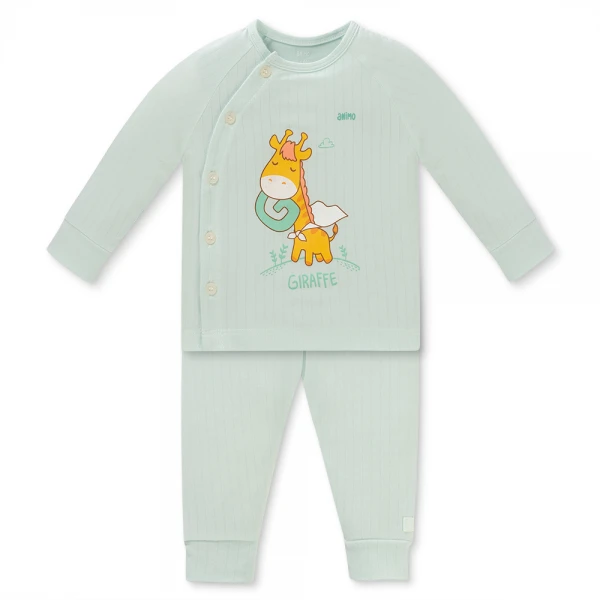 Set 2 bộ kháng khuẩn modal dài Animo BMC1125064 (0-24M, Trắng-xanh mint nhạt, NN06)