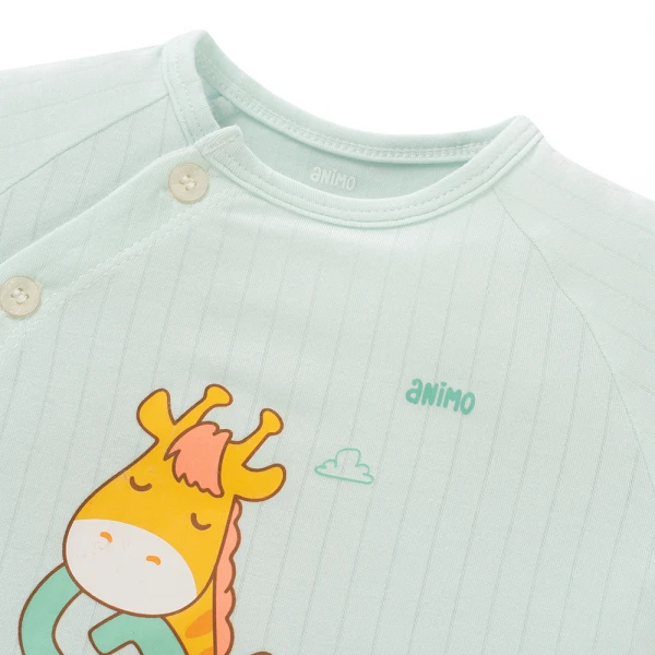 Set 2 bộ kháng khuẩn modal dài Animo BMC1125064 (0-24M, Trắng-xanh mint nhạt, NN06)