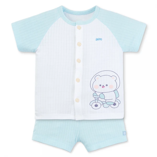 Set 2 bộ rayon chống muỗi ngắn Animo VD1025031 (0-24M, Trắng-xanh nhạt, NN06)