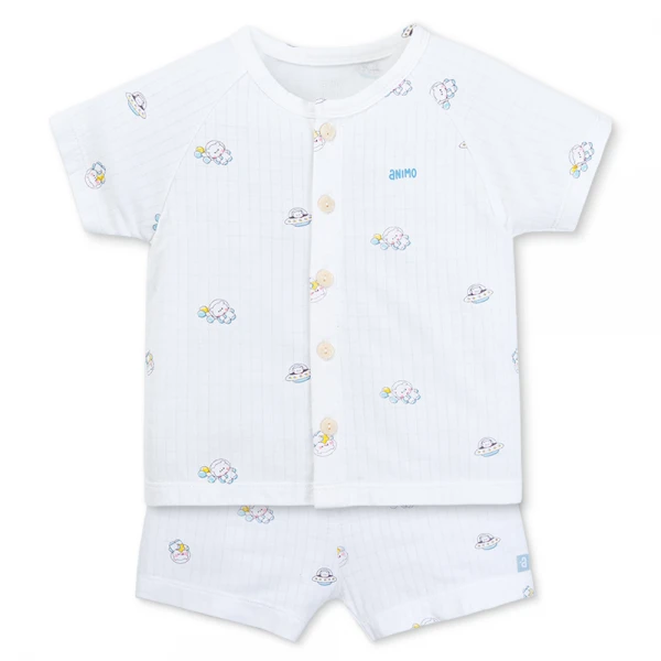 Set 2 bộ rayon chống muỗi ngắn Animo VD1025031 (0-24M, Trắng-xanh nhạt, NN06)