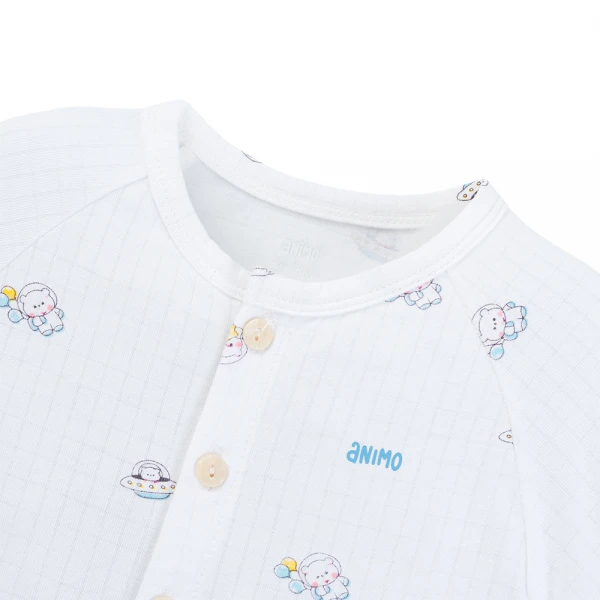 Set 2 bộ rayon chống muỗi ngắn Animo VD1025031 (0-24M, Trắng-xanh nhạt, NN06)