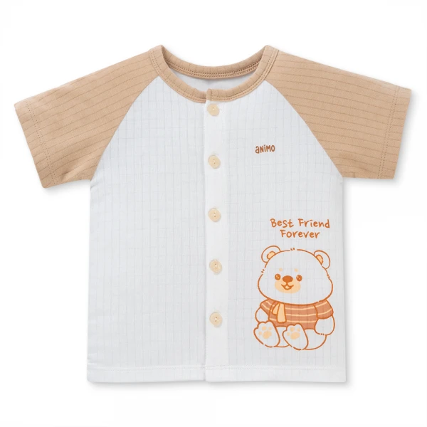 Set 2 bộ rayon chống muỗi ngắn Animo VD1125035 (0-24M, Trắng-nâu, NN06)