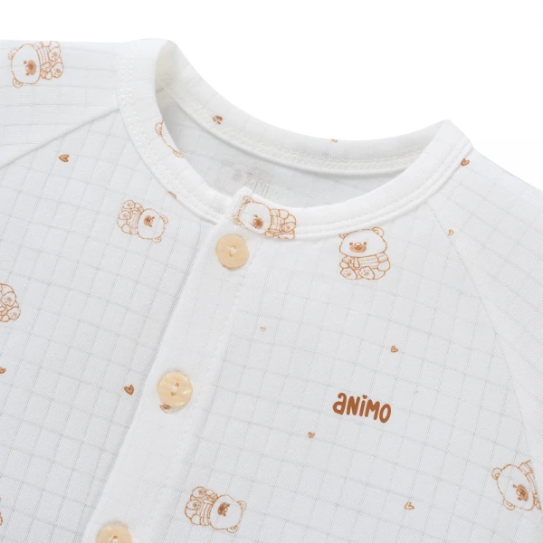 Set 2 bộ rayon chống muỗi ngắn Animo VD1125035 (0-24M, Trắng-nâu, NN06)