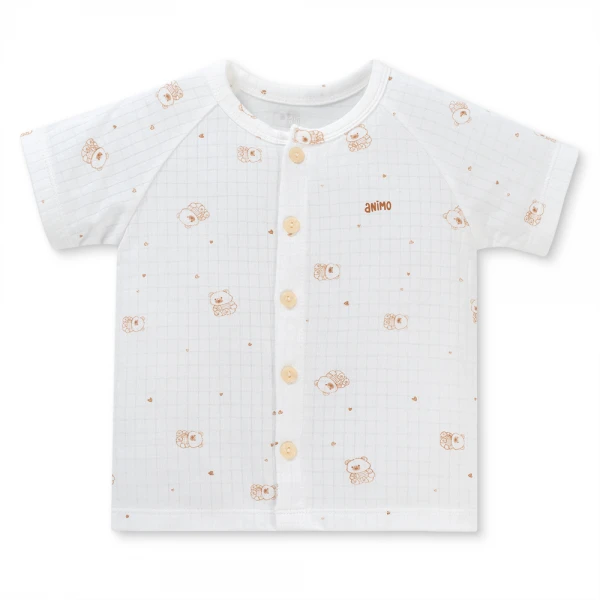 Set 2 bộ rayon chống muỗi ngắn Animo VD1125035 (0-24M, Trắng-nâu, NN06)