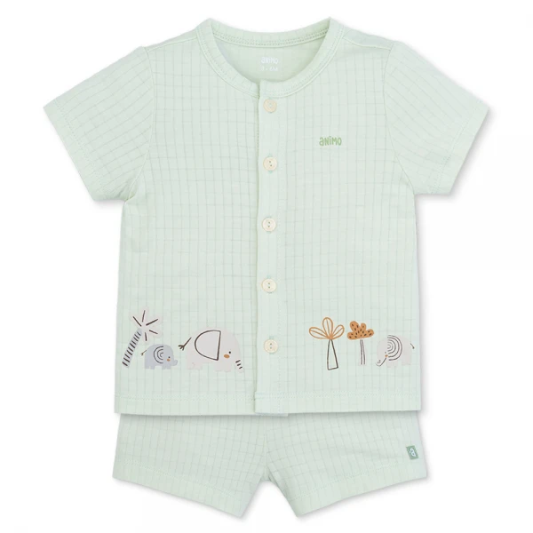 Set 2 bộ rayon chống muỗi ngắn Animo VD1125036 (0-24M, Trắng-xanh lá nhạt, NN06)