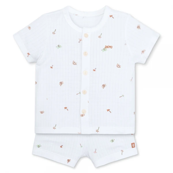 Set 2 bộ rayon chống muỗi ngắn Animo VD1125036 (0-24M, Trắng-xanh lá nhạt, NN06)