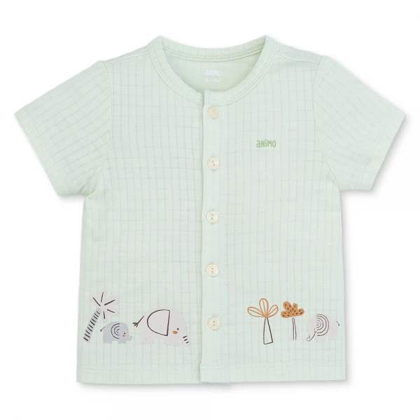 Set 2 bộ rayon chống muỗi ngắn Animo VD1125036 (0-24M, Trắng-xanh lá nhạt, NN06)