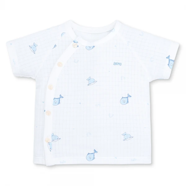 Set 2 bộ rayon chống muỗi ngắn Animo VD1225018 (0-24M, Trắng-xanh biển, NN06)