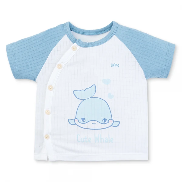 Set 2 bộ rayon chống muỗi ngắn Animo VD1225018 (0-24M, Trắng-xanh biển, NN06)