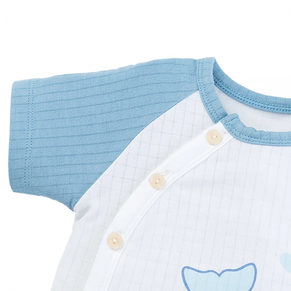 Set 2 bộ rayon chống muỗi ngắn Animo VD1225018 (0-24M, Trắng-xanh biển, NN06)