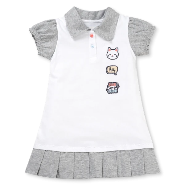 Đầm polo bé gái Animo LU1225035 (1-6Y, Trắng-xám, NN01)