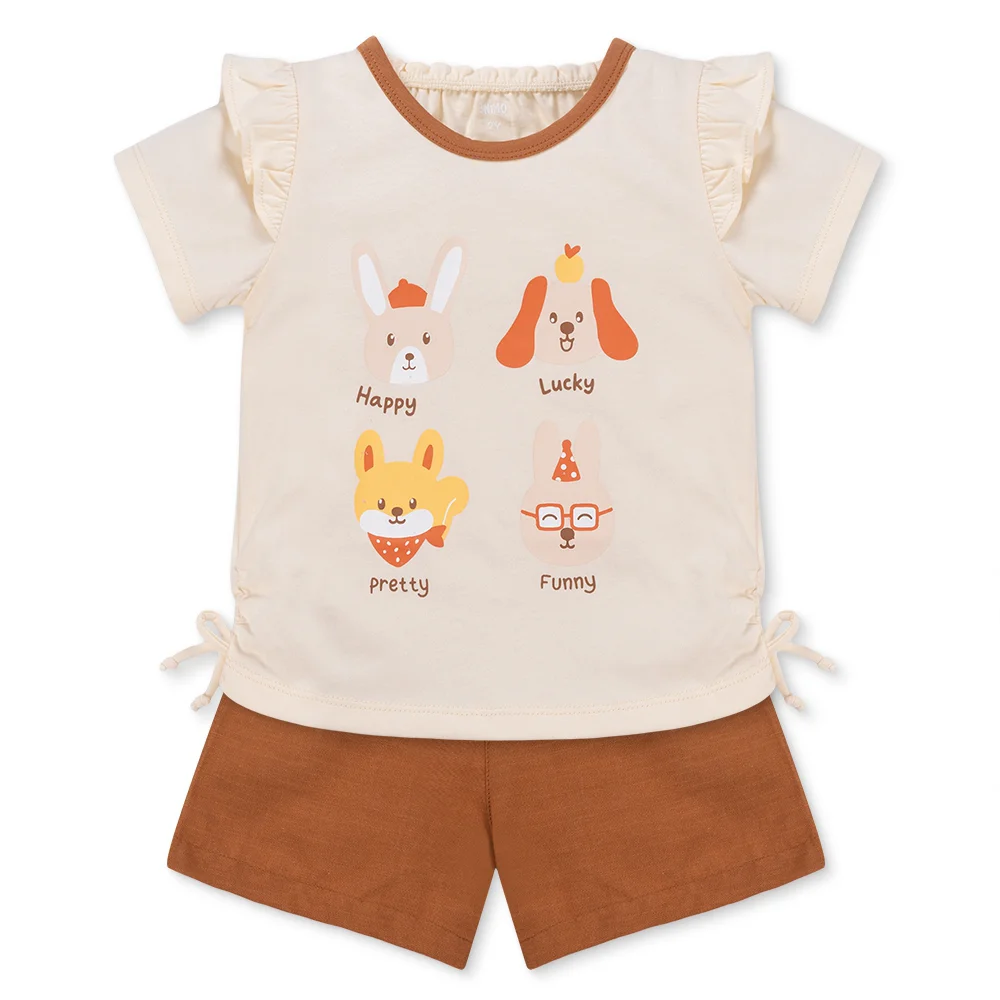 Bộ ngắn bé gái Animo LU1225037 (1-6Y, Kem-Nâu, TT02)