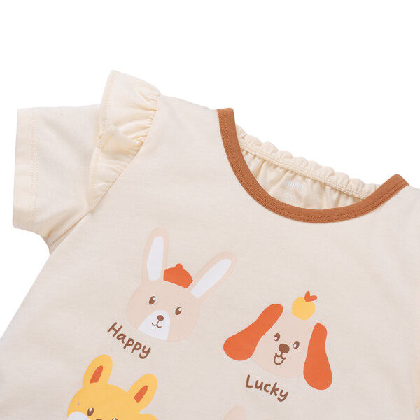 Bộ ngắn bé gái Animo LU1225037 (1-6Y, Kem-Nâu, TT02)