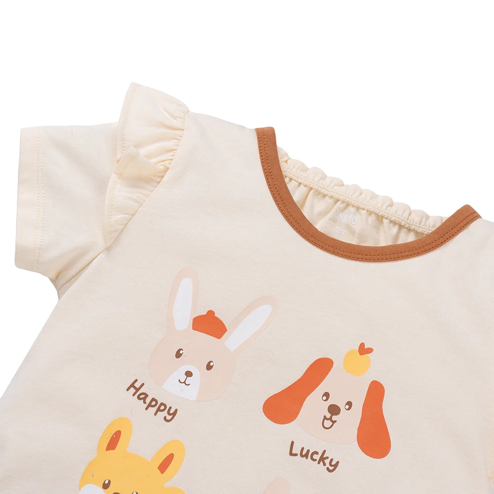 Bộ ngắn bé gái Animo LU1225037 (1-6Y, Kem-Nâu, TT02)