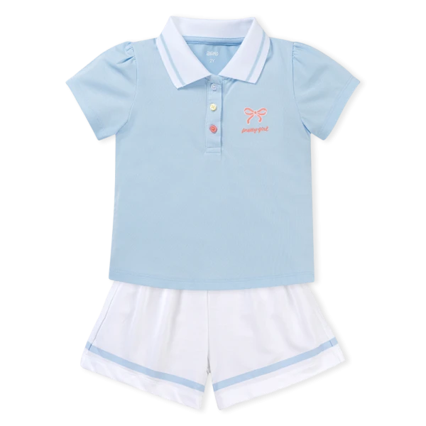 Bộ polo ngắn bé gái Animo LU1225038 (1-6Y, Dương-trắng, TT01)