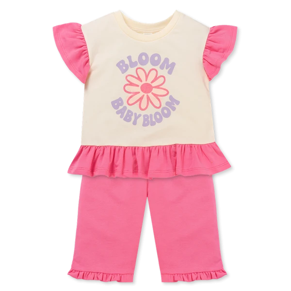 Bộ bé gái tay ngắn quần lửng Animo ST1225070 (1-6Y, Kem-hồng, TT02)