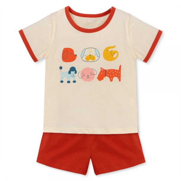 Bộ bé gái ngắn Animo Easy TX0226014 (1-4Y, Kem-đỏ, TT02)