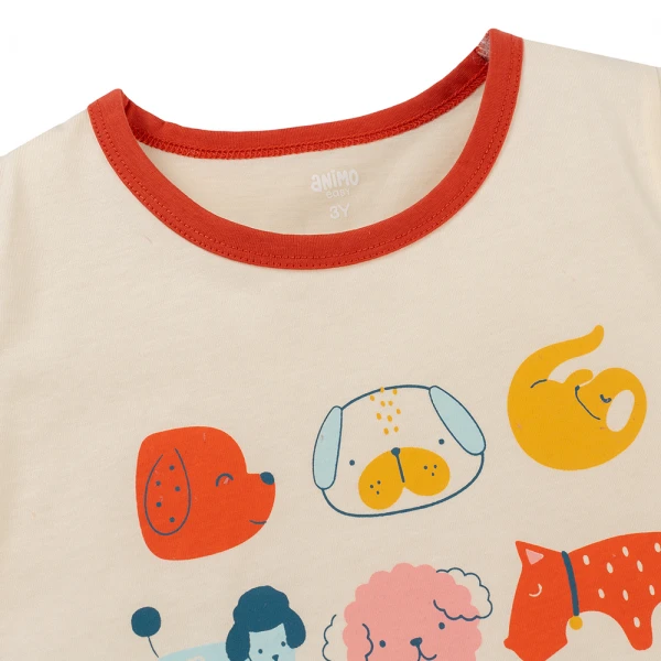 Bộ bé gái ngắn Animo Easy TX0226014 (1-4Y, Kem-đỏ, TT02)