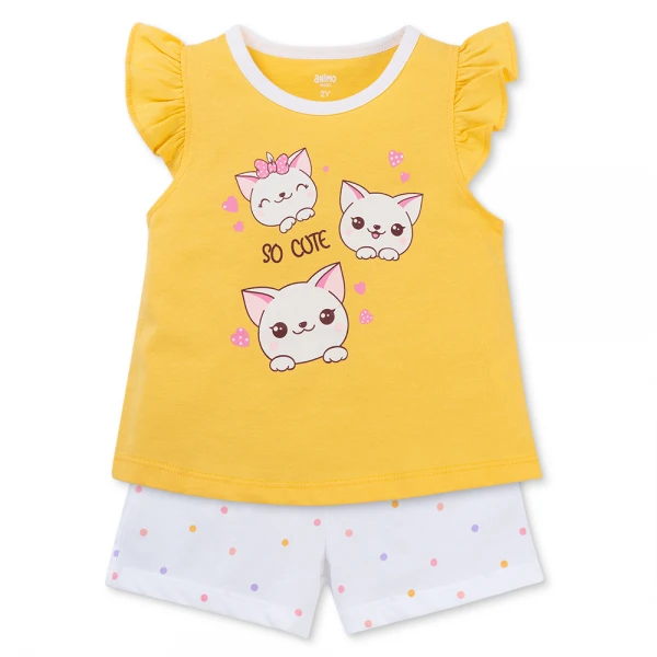 Bộ bé gái ngắn Animo Easy TX0226017 (1-4Y, Vàng-trắng, TT02)