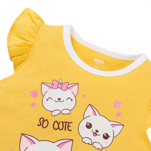 Bộ bé gái ngắn Animo Easy TX0226017 (1-4Y, Vàng-trắng, TT02)