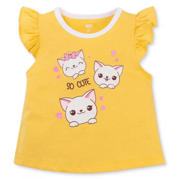 Bộ bé gái ngắn Animo Easy TX0226017 (1-4Y, Vàng-trắng, TT02)