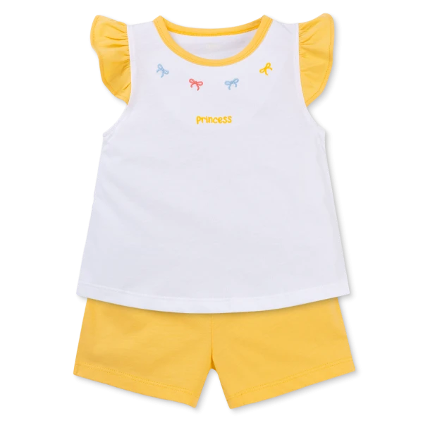 Bộ bé gái ngắn Animo Easy TX0226018 (1-4Y, Trắng-vàng, TT01)