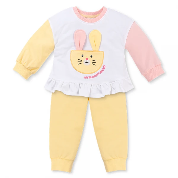 Bộ đông bé gái dài Animo ST1225068 (1-4Y, Trắng-vàng-hồng, TT02)