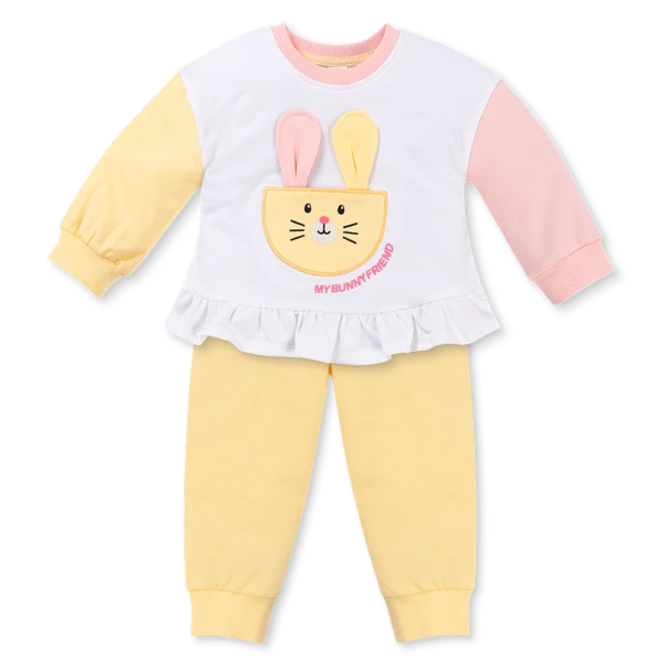 Bộ đông bé gái dài Animo ST1225068 (1-4Y, Trắng-vàng-hồng, TT02)