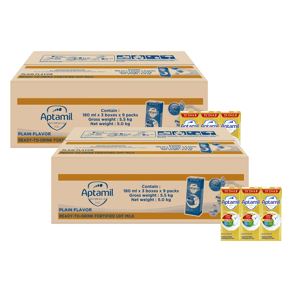 Combo 2 thùng Sữa pha sẵn Aptamil Super Gold Kid 180ml (lốc 3 hộp)
