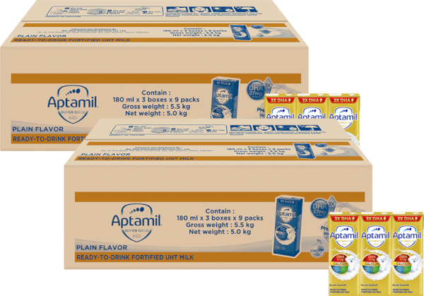 Combo 2 thùng Sữa pha sẵn Aptamil Super Gold Kid 180ml (lốc 3 hộp)