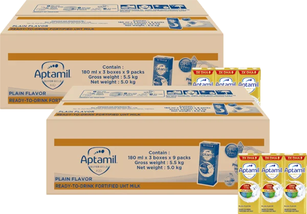 Combo 2 thùng Sữa pha sẵn Aptamil Super Gold Kid 180ml (lốc 3 hộp)