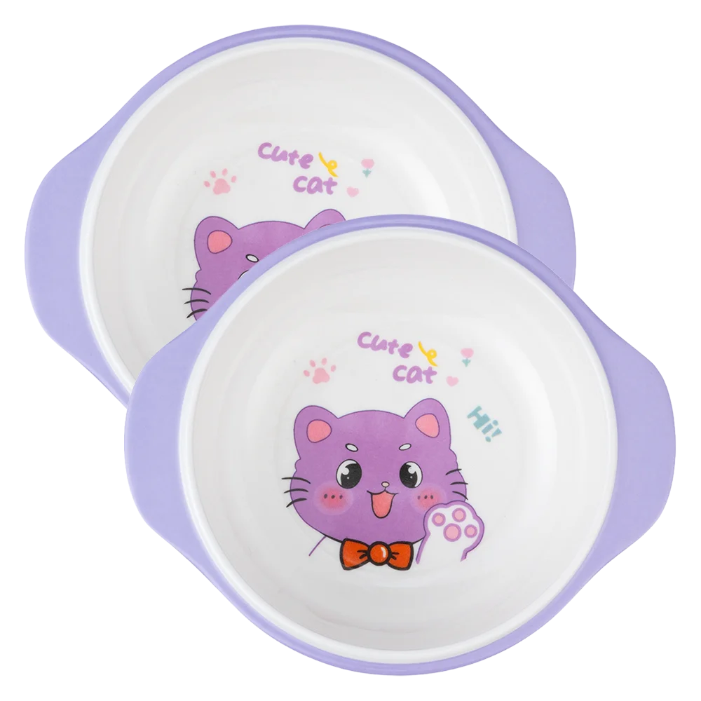 Combo 2 Bát ăn dặm melamine cao cấp Moreware (W6082, tay cầm, mèo con)