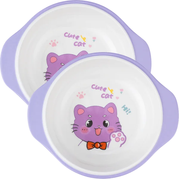 Combo 2 Bát ăn dặm melamine cao cấp Moreware (W6082, tay cầm, mèo con)