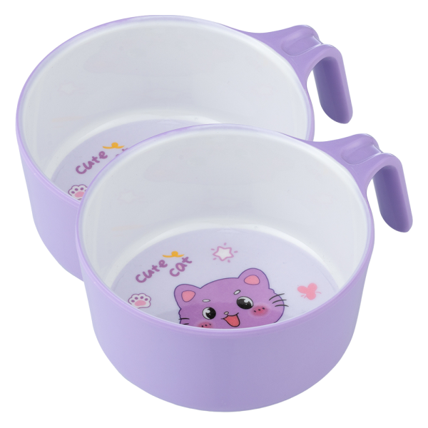 Combo 2 Bát ăn dặm melamine cao cấp Moreware (S1302, 1 tay cầm, mèo con)