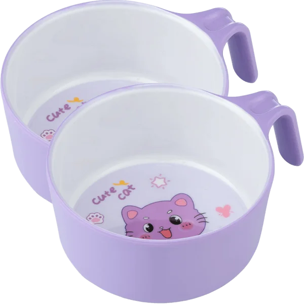 Combo 2 Bát ăn dặm melamine cao cấp Moreware (S1302, 1 tay cầm, mèo con)